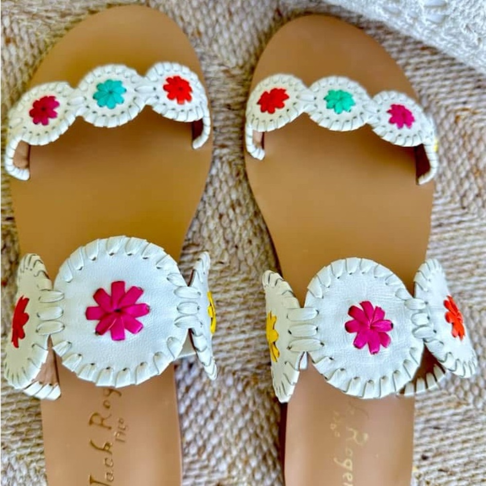 Jack Rogers Women's Lauren Sandals with Colorful Floral Accents
